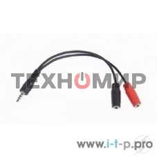 Кабель аудио сигнала Gembird Jack3.5 4pin->Jack3.5 стерео + 3.5 микрофон моно, длина 20с, черный
