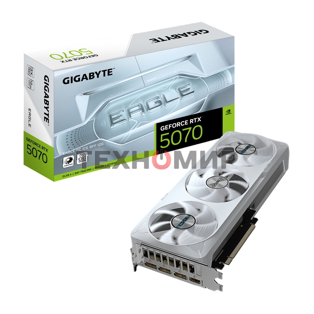 Видеокарта Gigabyte PCI-E GV-N5070EAGLEOC ICE-12GD 1.0 NVIDIA GeForce RTX 5070 12Gb 192bit GDDR7 2805/28000 HDMIx1 DPx3 HDCP Ret