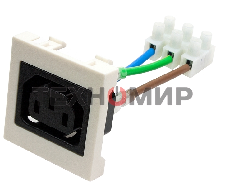 Гнездо IEC 60320 C13, 10A, 250V, формата Mosaic, 45x45 мм