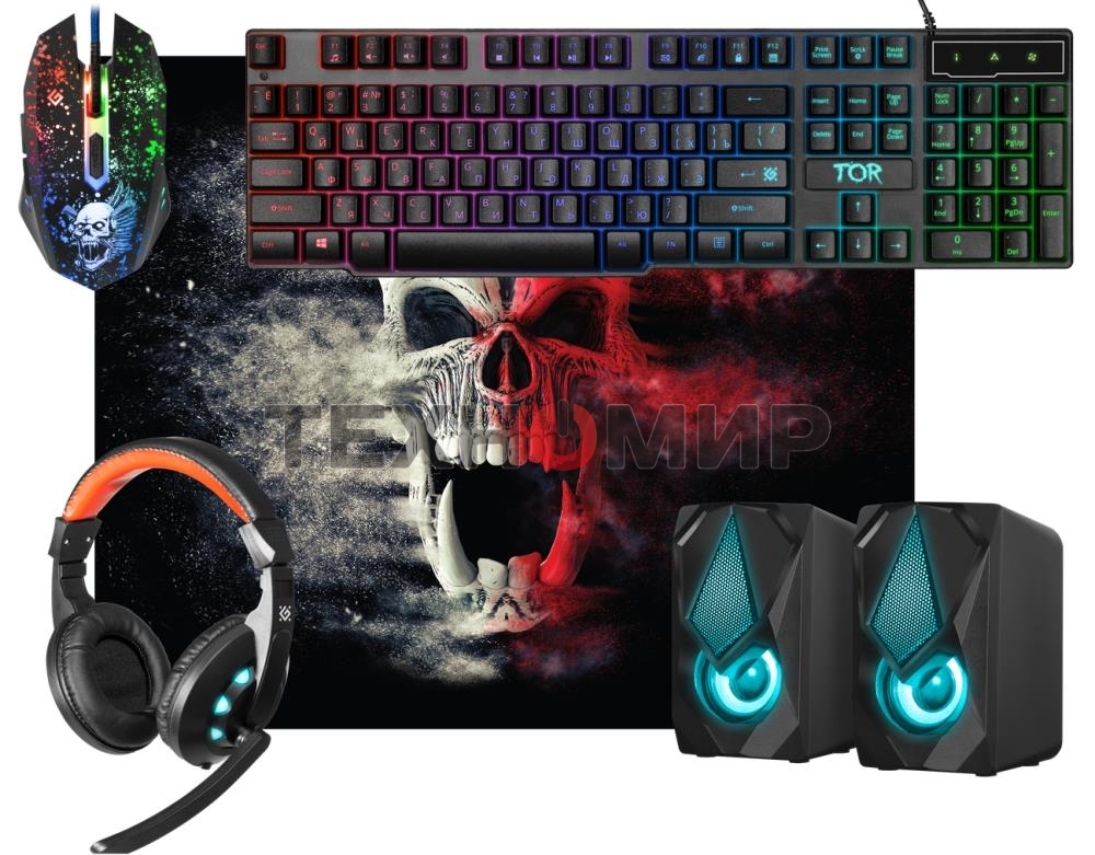 Комплект клавиатура+мышь Defender Tor MHP-127 проводной, USB, 3200 DPI, чёрный