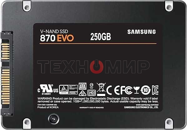 Накопитель SSD Samsung 870 EVO, 250Gb, SATA III, 2.5