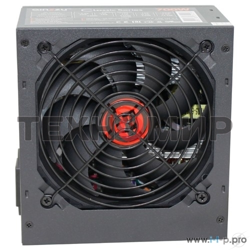 Блок питания Ginzzu CB700 12CM черный,24+4p,2 PCI-E(6+2), 6*SATA, 3*IDE,оплетка MB, кабель питания