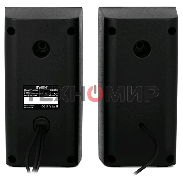 Колонки Sven 318 черный USB-порт ПК, ноутбука или адаптер 5V DC