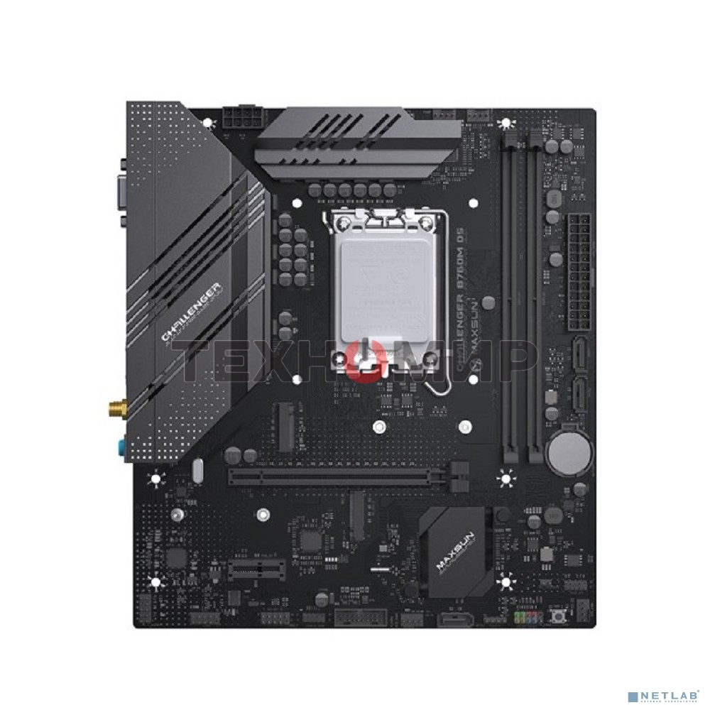 Материнская плата Maxsun Challenger B760M D5 WIFI, LGA 1700, Intel B760, 2xDDR5, 3xSATA, 2xM.2, 1xPCIe 4.0 x16, 1xPCIe 4.0 x1, 1xHDMI, 1xVGA, 1x 1Gb LAN, 2xUSB-A 3.2 Gen 1, 2xUSB-A 2.0, 3x3.5 мм, 5.1, mATX