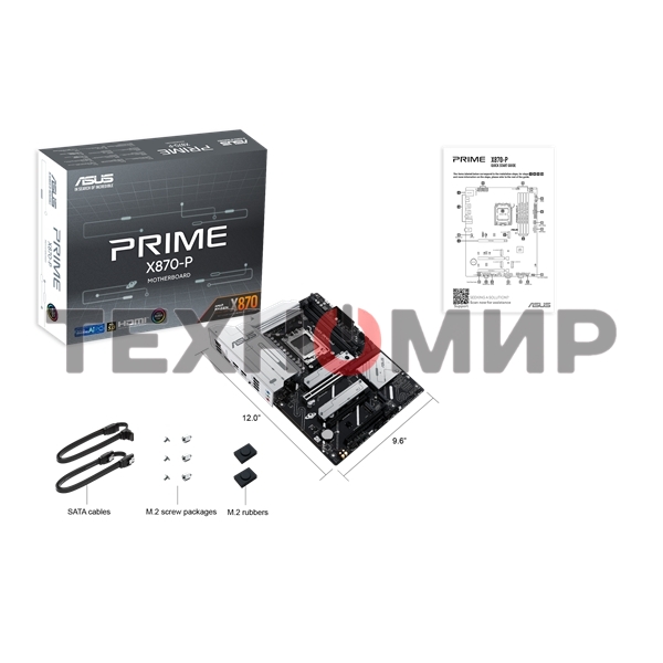 Материнская плата ASUS PRIME X870-P, AM5, AMD X870, 4xDDR5, 2xSATA, 4xM.2, 1xPCIe 5.0 x16, 2xPCIe 4.0 x1, 1xHDMI, 2xUSB-C, 1x 2.5Gb LAN, 4xUSB-A 3.2 Gen 1, 1xUSB-A 3.2 Gen 2, 4xUSB-A 2.0, 3x3.5 мм, 7.1, ATX