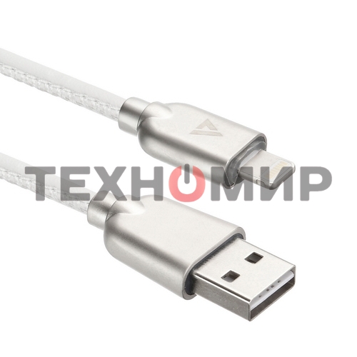 Кабель USB ACD-Allure Lightning - USB-A Кожа, 1м, белый