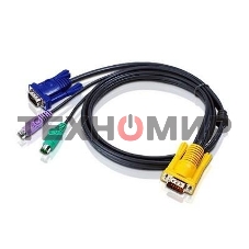 Кабель ATEN KVM Cable 2L-5206P -Кабель для KVM: 2xPS/2(m)+DB15(m) (PC) -на- SPHD15(m) (KVM), 6м