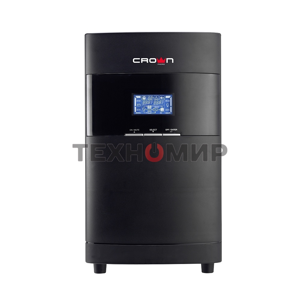 Источник бесперебойного питания CROWN On-Line CMUOA-350-3K EURO 3000VA/2700W, корпус металл, TOWER, АКБ 6*12V/9AH, PF-0.9, AVR 110-300V, порт RJ-11/45+USB/RS-232, EPO, розетки 4*EURO, входной кабель 2 м, вентилятор охлаждения, автомат, слот для SNMP, порт
