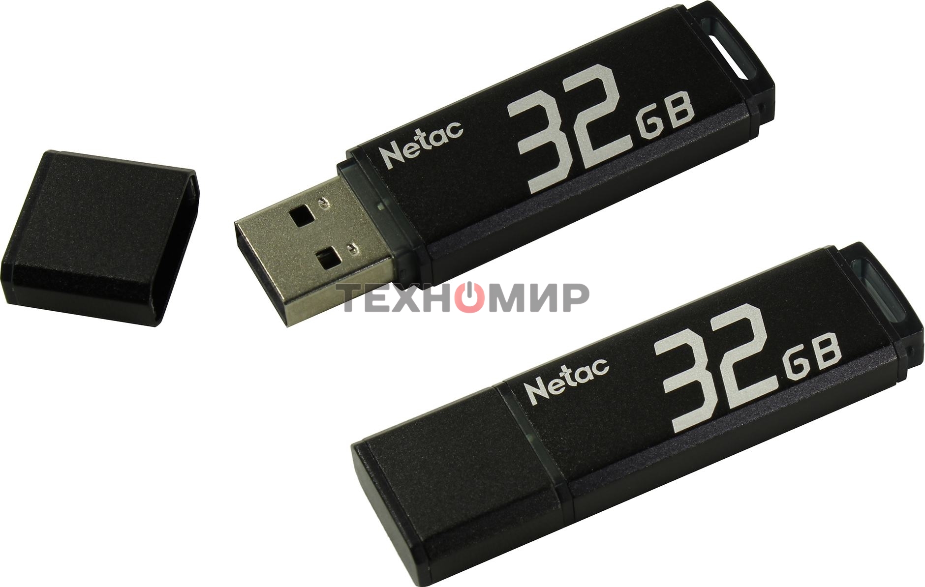 Флешка USB Netac U351 (NT03U351N-032G-20BK), 32Gb, USB 2.0, R/W 25/10, черный