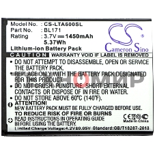Аккумулятор CameronSino CS-LTA600SL BL171 для Lenovo A3903.7V, 1450mAh, 5.37Wh