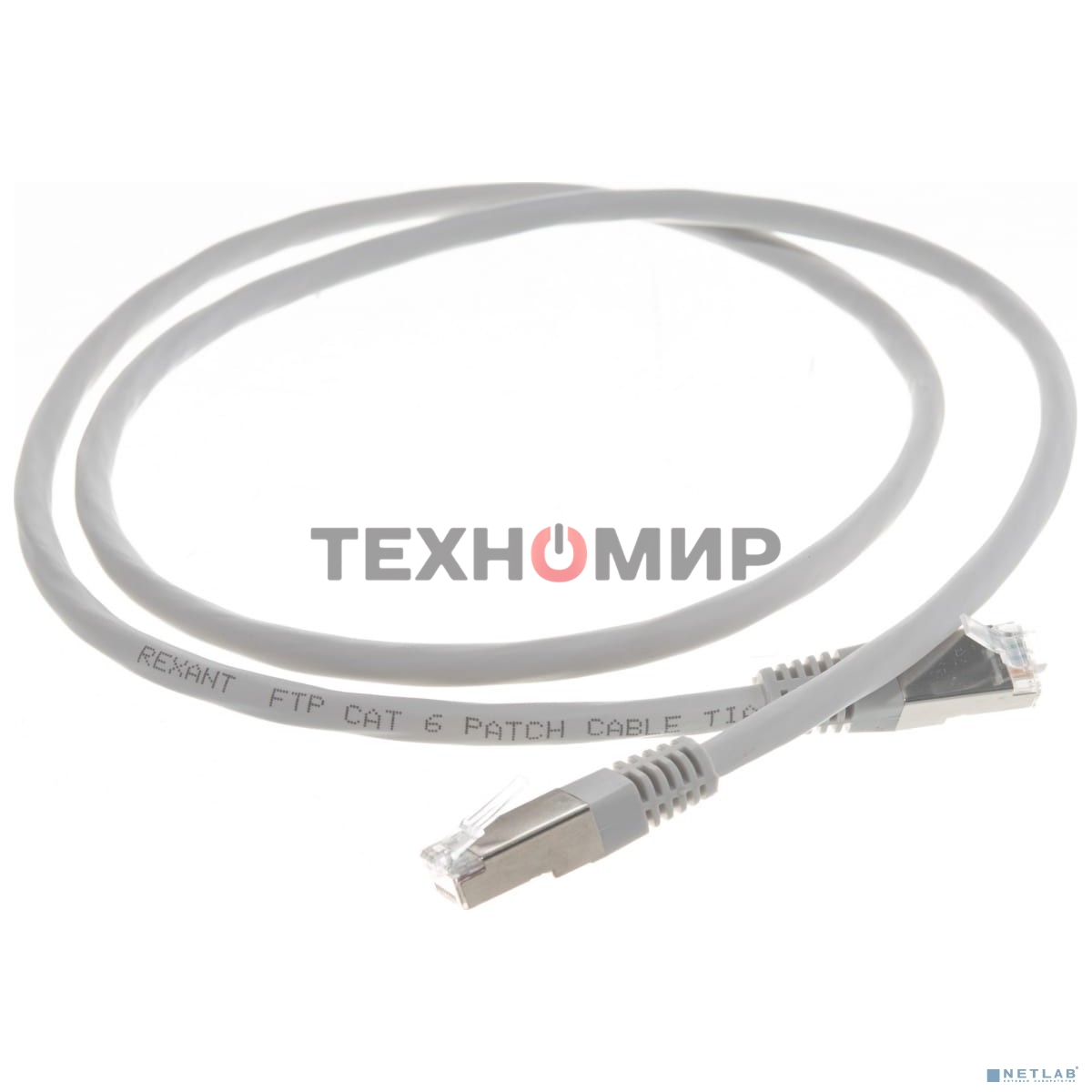 Пaтч-корд Rexant F/UTP, cat.6, RJ45-RJ45, экранированный, PVC серый, 1м