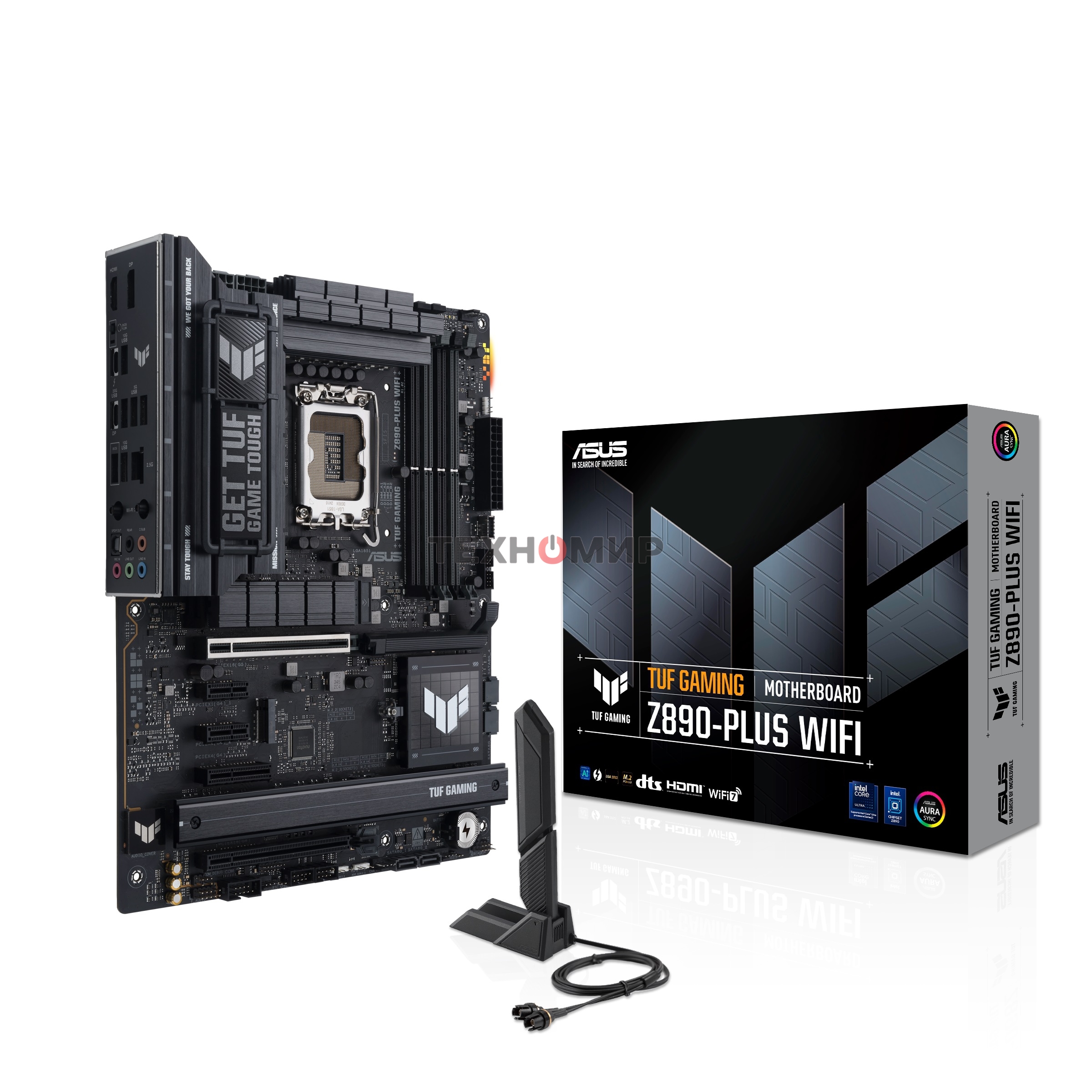 Материнская плата ASUS TUF GAMING Z890-PLUS WIFI, LGA 1851, Intel Z890, 4xDDR5, 4xSATA, 4xM.2, 1xPCIe 5.0 x16, 1xPCIe 4.0 x4, 1xDP, 1xHDMI, 1xUSB-C 3.2 Gen 2x2, 1xUSB-C Thunderbolt 4, 1x 2.5Gb LAN, 3xUSB-A 3.2 Gen 1, 3xUSB-A 3.2 Gen 2, 5x3.5 мм, 1xWi-Fi 7