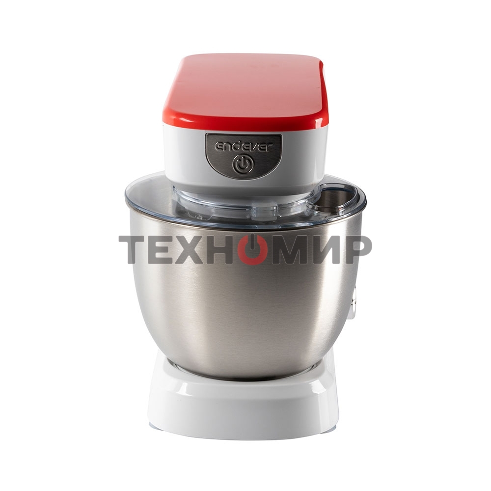 Миксер стационарный Endever Sigma-25, 1000 Вт., планетарный, многофункциональный, стальная чаша 3,5 л., регулировка скорости, белый/красный