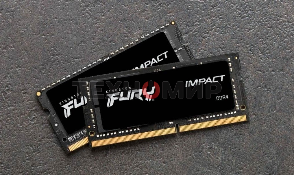 Оперативная память Kingston Fury Impact, DDR4, 16GB (2x8GB), 3200MHz, CL20, SO-DIMM