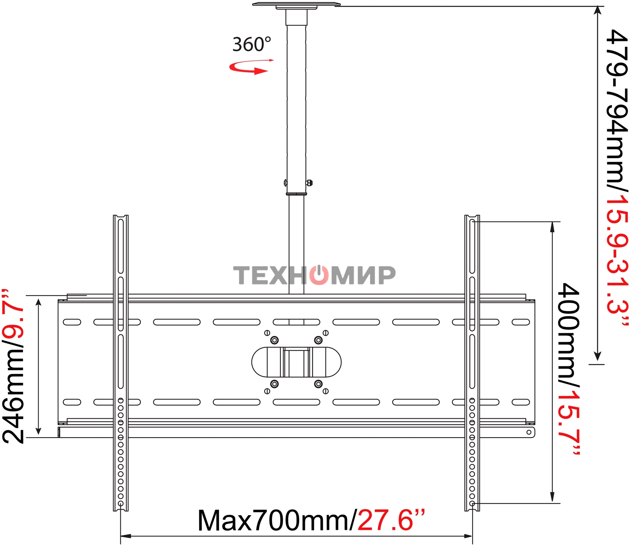 Кронштейн для телевизора Cactus CS-CP04-R черный 37