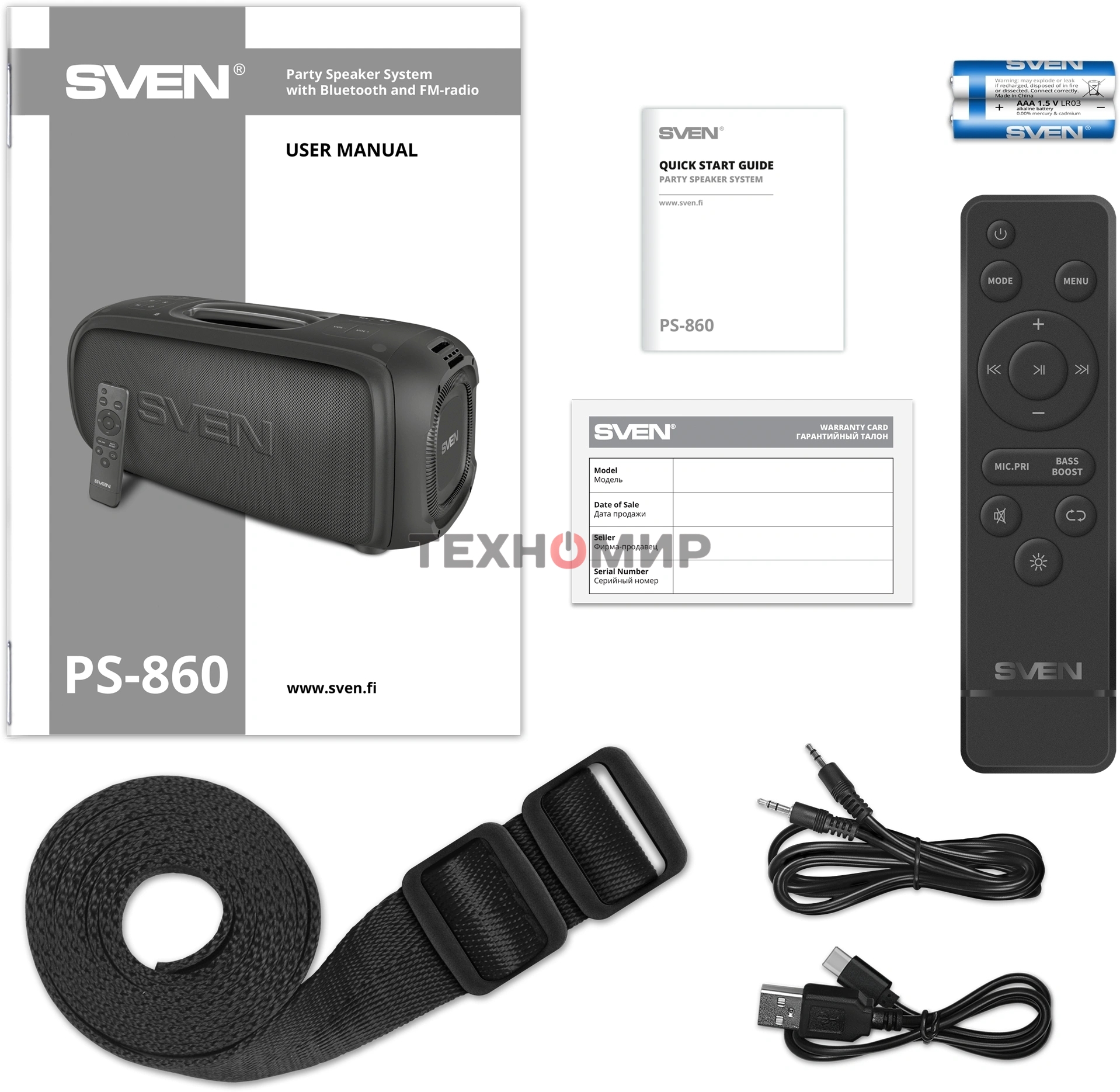 Портативная колонка Sven PS-860 черный 100W 1.0 BT/3.5Jack 5400mAh (SV-022518)