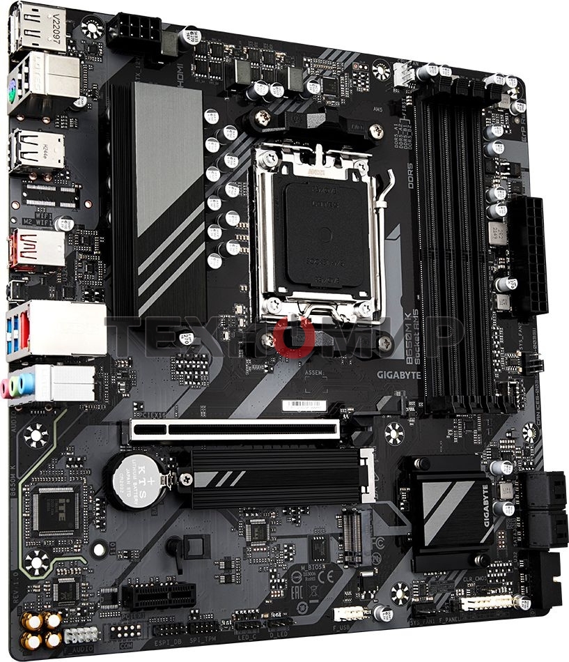 Материнская плата GIGABYTE B650M K, AM5, AMD B650, 4xDDR5, 4xSATA, 2xM.2, 1xPCIe 4.0 x16, 1xPCIe x1, 1xHDMI, 1xDP, 1x2.5Gb LAN, 1xUSB 3.2 Gen 2, 2xUSB 3.2 Gen 1, 4xUSB 2.0, 3x3.5 мм, 7.1, micro-ATX