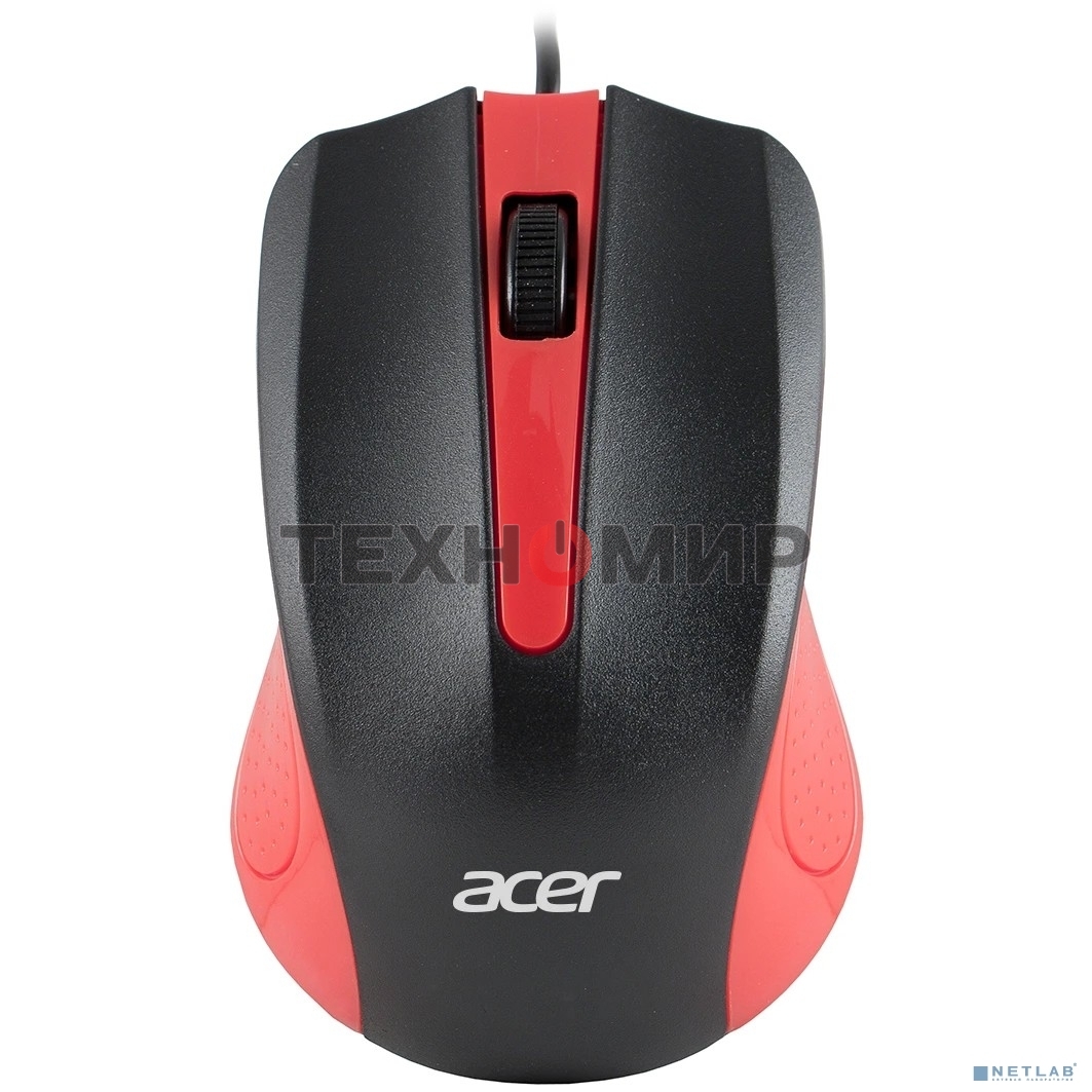 Мышь проводная Acer OMW012 черный/красный, 1200 dpi, USB, кнопки - 3
