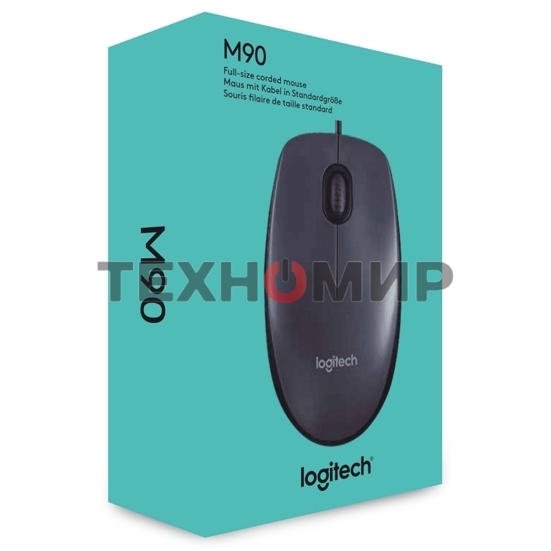 Мышь проводная Logitech M90 черный/серый, 1000 dpi, USB, кнопки - 3