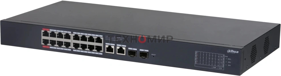 Коммутатор Dahua DH-CS4220-16GT-190 16x100 Мбит/с 2x1 Гбит/с 2xКомбо(1000BASE-T/SFP) управляемый