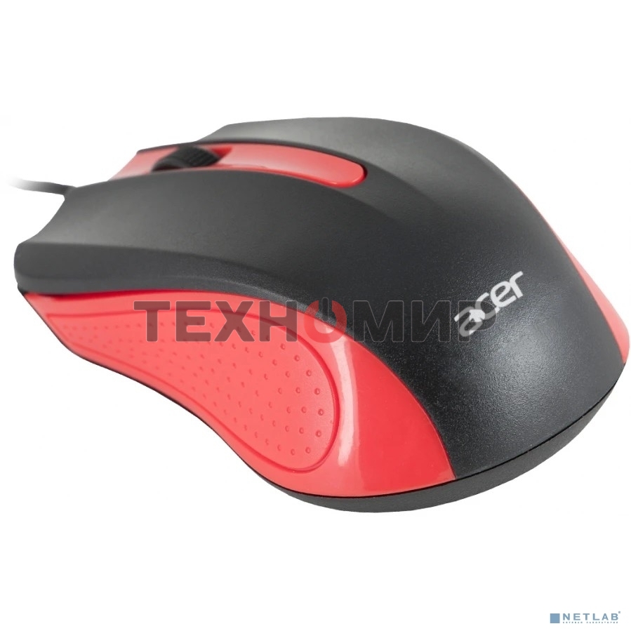 Мышь проводная Acer OMW012 черный/красный, 1200 dpi, USB, кнопки - 3