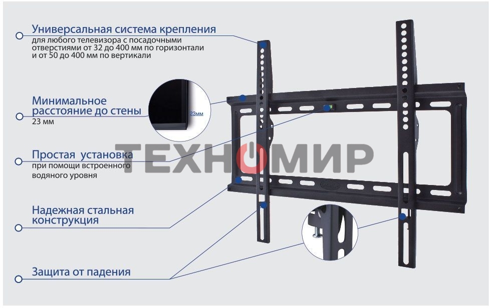 Крепеж Kromax IDEAL-3 new white, Кр. стал. наст. для TV 22