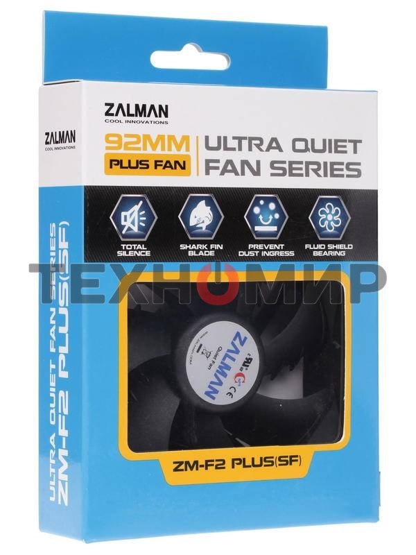 Вентилятор для корпуса Zalman ZM-F2 PLUS (SF) черный, 92 мм, 1500 об/мин, 23 дБ, 3 pin