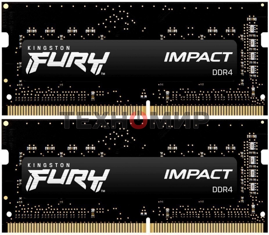 Оперативная память Kingston Fury Impact, DDR4, 32Gb (2x16Gb), 3200MHz, CL20, SO-DIMM
