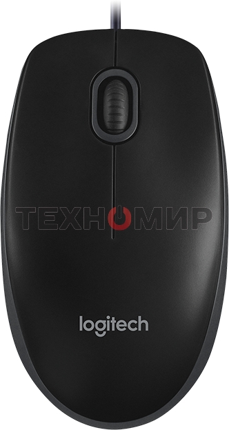 Мышь проводная Logitech B100 черный, 1000 dpi, USB, кнопки - 3