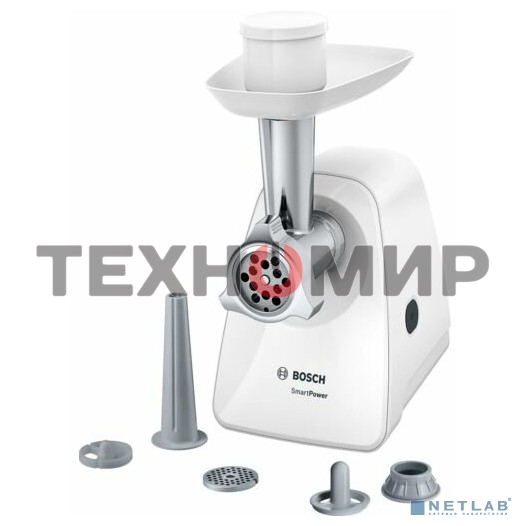 Мясорубка электрическая Bosch MFW2520W белый, 1500 Вт, 1.7 кг/мин, насадки - 4
