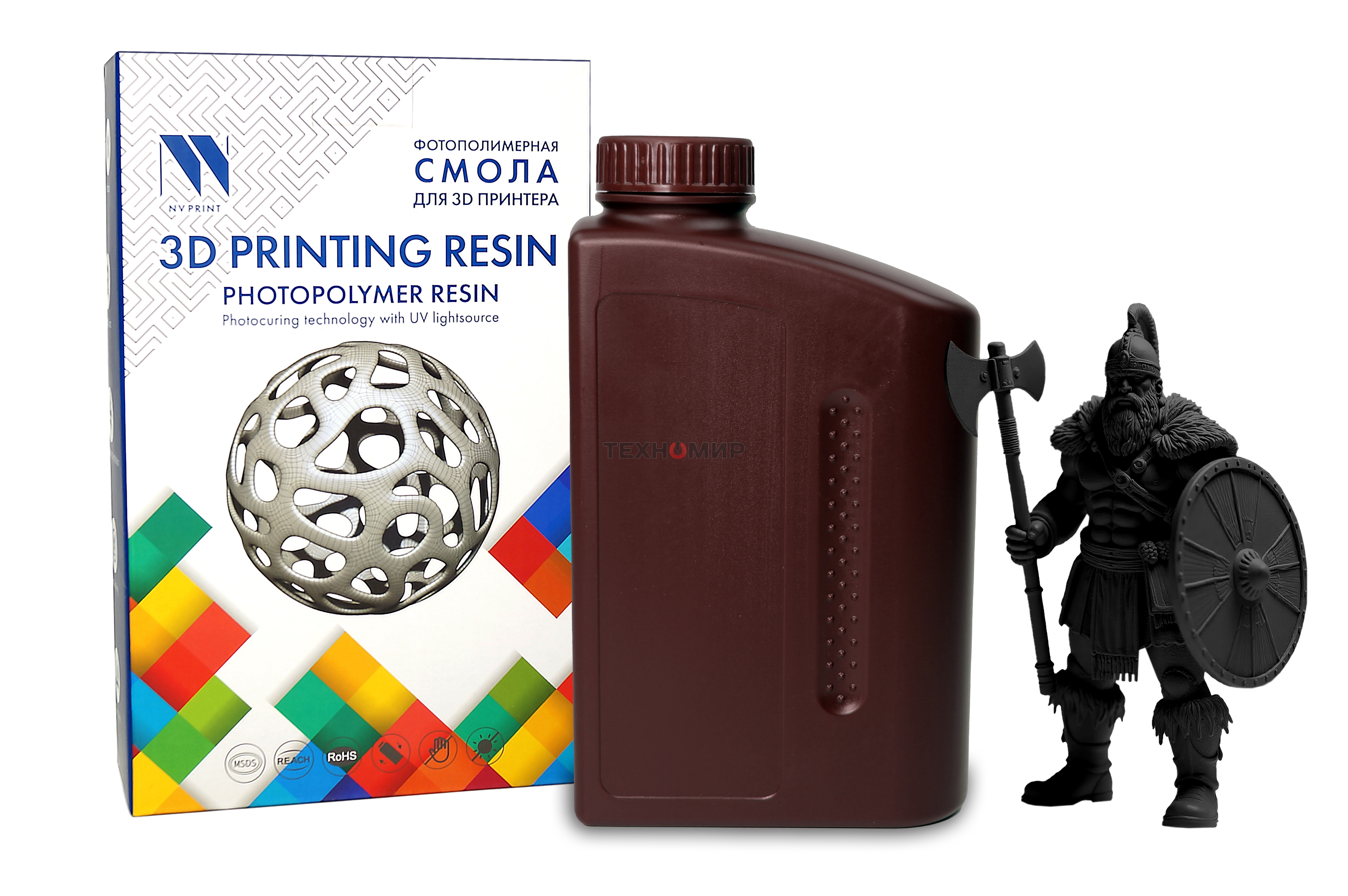 Фотополимерная смола NVPrint высокой детализации 14K Standard Resin черный для 3D печати 1 кг (бут)