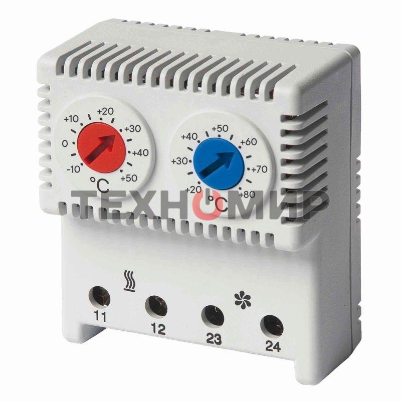 Термостат сдвоенный ДКС R5THRV13 диапазон темп. для NC контакта: 10-50градС; для NO: 20-80град.C