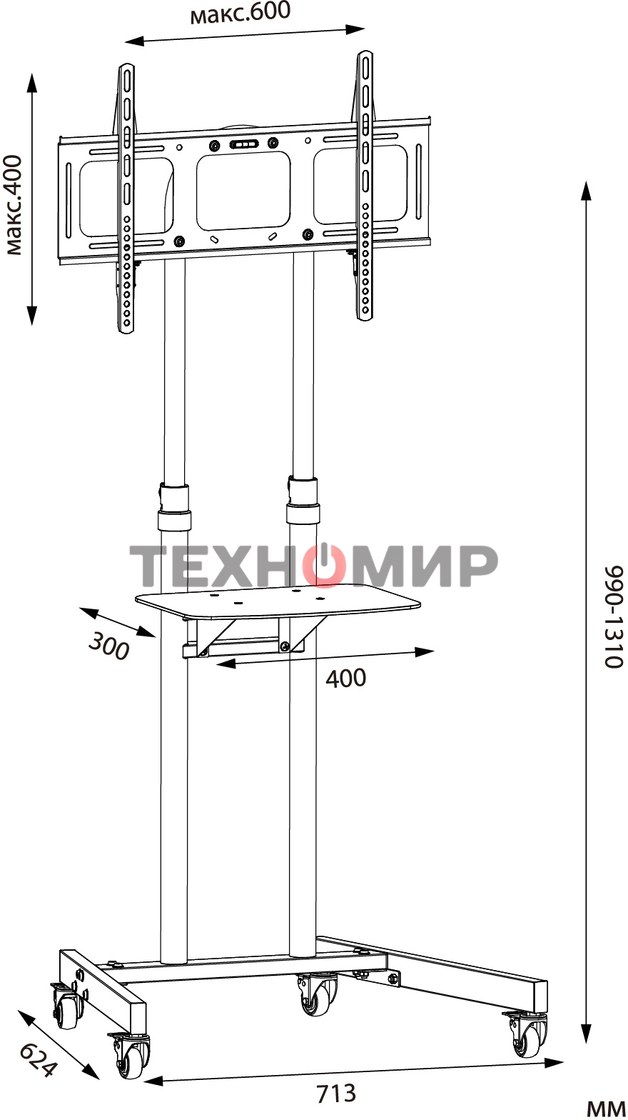 Стойка для телевизора Cactus CS-VM-ST04H черный 37