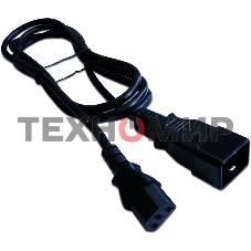 Шнур питания LANMASTER С13-C20, 3х0.75, 220В, 10А, черный, 5 м.