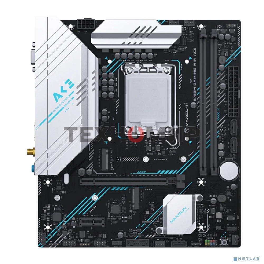 Материнская плата Maxsun B760M GAMING WIFI ACE D4, LGA 1700, Intel B760, 2xDDR4, 3xSATA, 2xM.2, 1xPCIe 4.0 x16, 1xPCIe x1, 1xHDMI, 1x1Gb LAN, 4xUSB-A 3.2 Gen 1, 2xUSB-A 2.0, 3x3.5 мм, 5.1, mATX