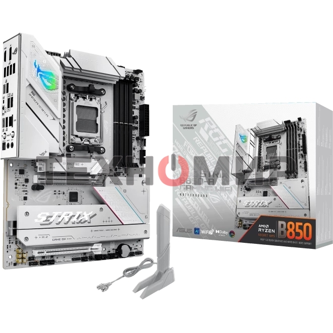 Материнская плата ASUS ROG STRIX B850-A GAMING WIFI, AM5, AMD B850, 4xDDR5, 2xSATA, 4xM.2, 1xPCIe 5.0 x16, 1xPCIe 4.0 x16, 1xPCIe x4, 1xDP, 1xHDMI, 1x2.5Gb LAN, 1xUSB-C 20Gbps, 1xUSB-C 10Gbps, 2xUSB-A 10Gbps, 4xUSB 5Gbps, 2xUSB-A 2.0, 3x3.5 мм, 7.1, ATX