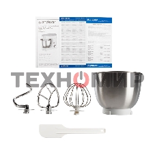 Миксер стационарный Endever Sigma-25, 1000 Вт., планетарный, многофункциональный, стальная чаша 3,5 л., регулировка скорости, белый/красный