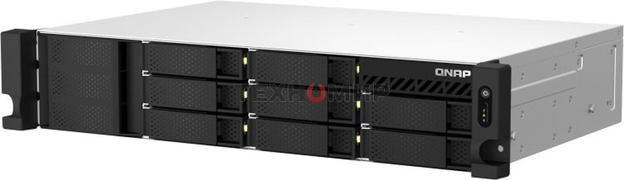 Сетевое хранилище SMB QNAP TS-873AeU-RP-4G NAS 8 HDD trays, 2x 2.5 GbE. 64-bit 4-core AMD V1500B 2,2 GHz, 4 Gb. RAM (1*4 Gb) up to 32Gb (2*16 Gb), 2 x M2 2280 (PCIe Gen3 x 1), 2xPSU W/o rail kit RAIL-B02