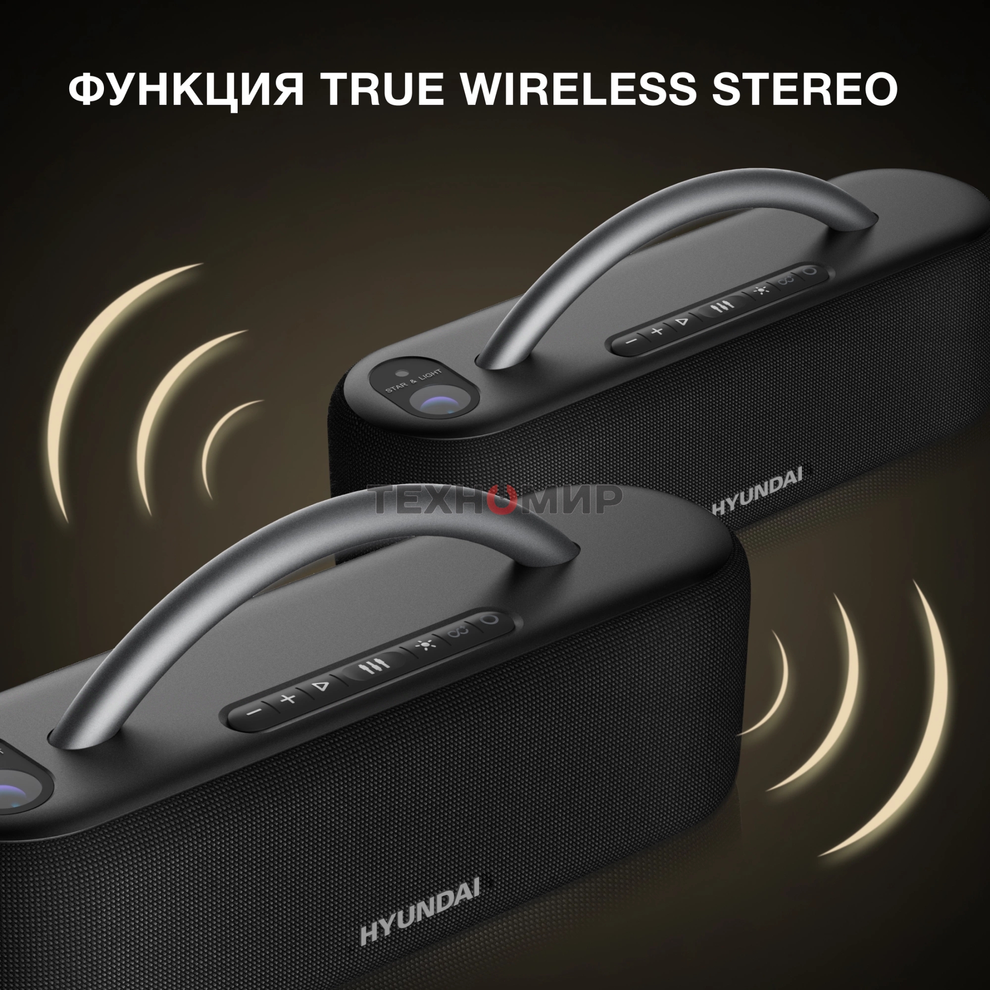 Колонка портатитвная Hyundai H-PS1028 черный 60W 2.0 BT 10м 4400mAh