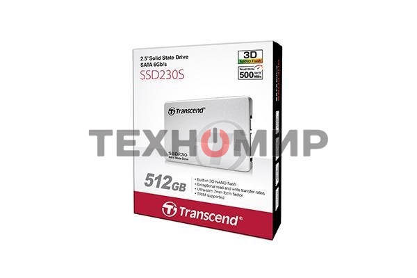 Накопитель SSD Transcend 230S, 512Gb, SATA III, 2.5