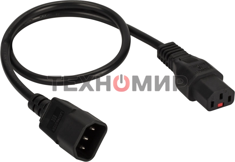 Шнур питания Lanmaster с блокировкой C13-C14, 3х0.75, 220В, 10А, черный, 3 метра