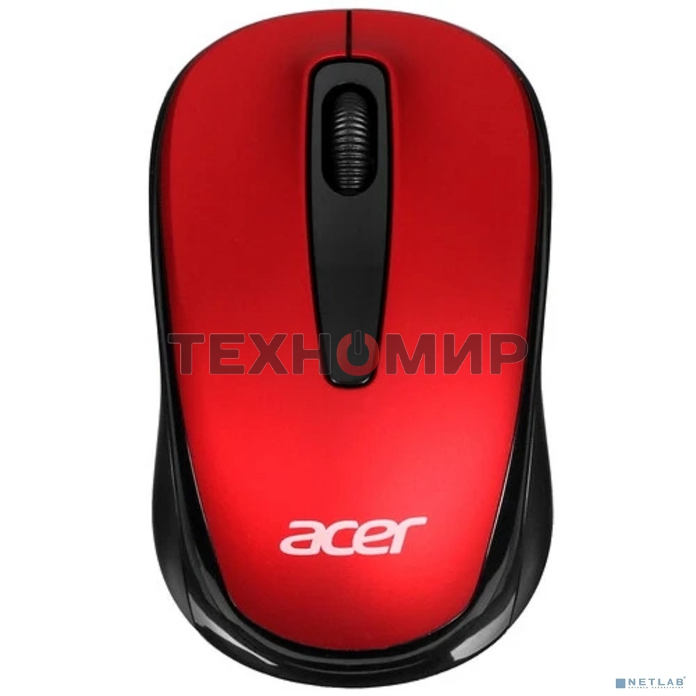 Мышь беспроводная Acer OMR136 красный, 1000 dpi, радиоканал, USB, кнопки - 3