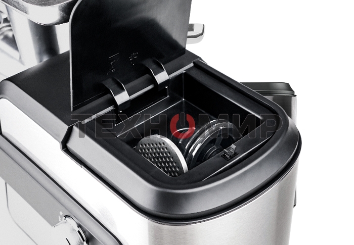 Мясорубка электрическая Centek CT-1623 серый, 2200 Вт, 2.2 кг/мин, реверс, защита от перегрузки, металлический лоток, насадки - 4