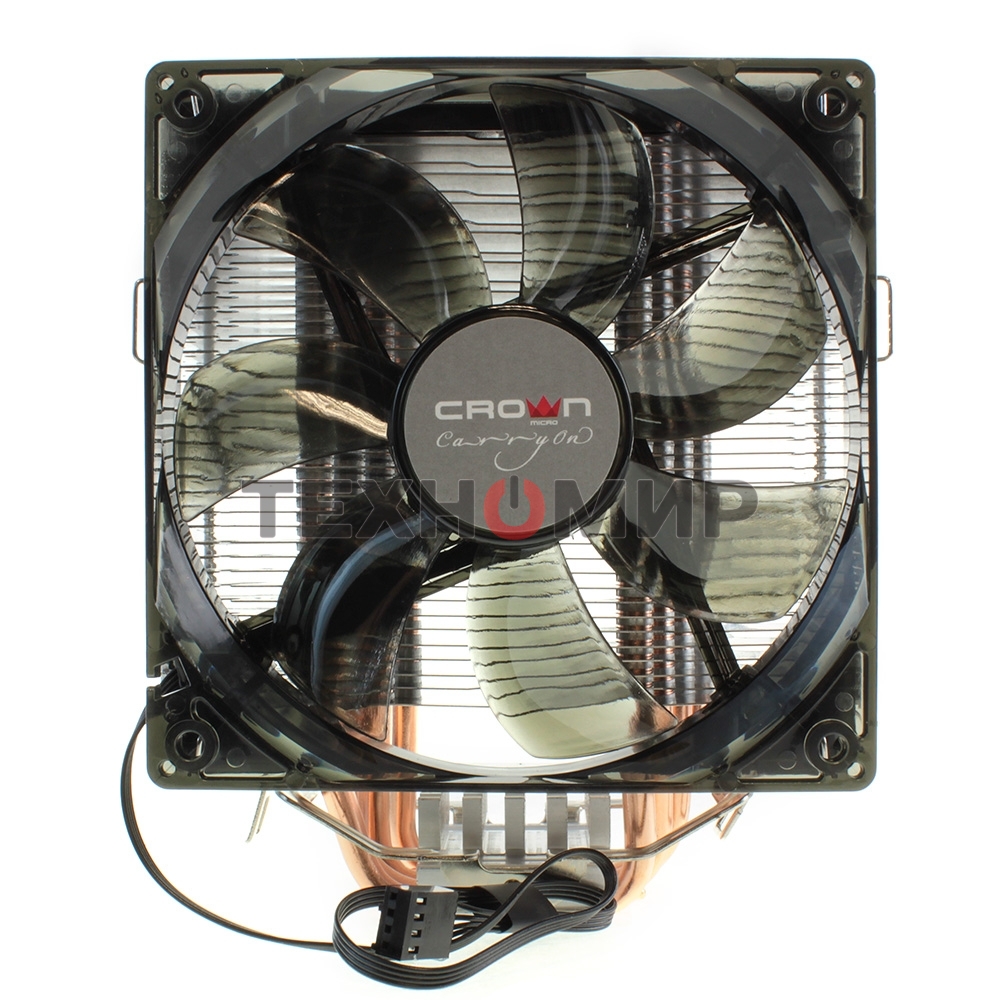 Кулер для процессора Crown CM-5 прозрачный/черный, 120 мм, 1500 об/мин, 30.8 дБ, 4 pin, 187 Вт, 148 мм