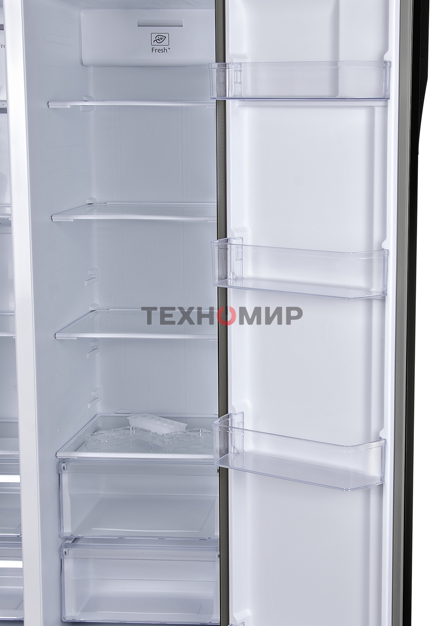 Холодильник Hyundai CS6503FV черное стекло двухкамерный инвертер 407/205л морозилка сбоку