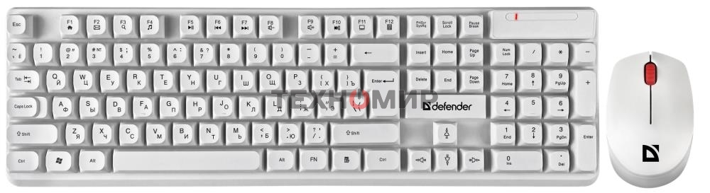 Комплект клавиатура+мышь Defender Milan C-992 беспроводной, USB, 1000 DPI, белый