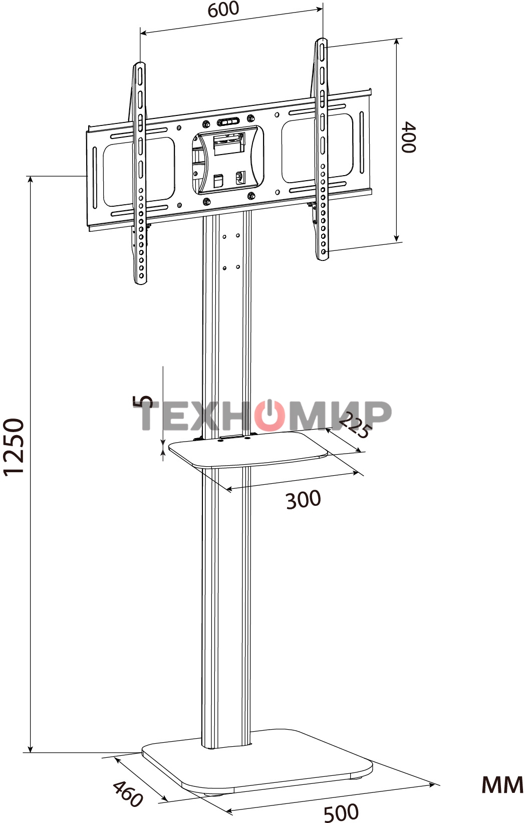 Стойка для телевизора Cactus CS-ST97-D черный 37