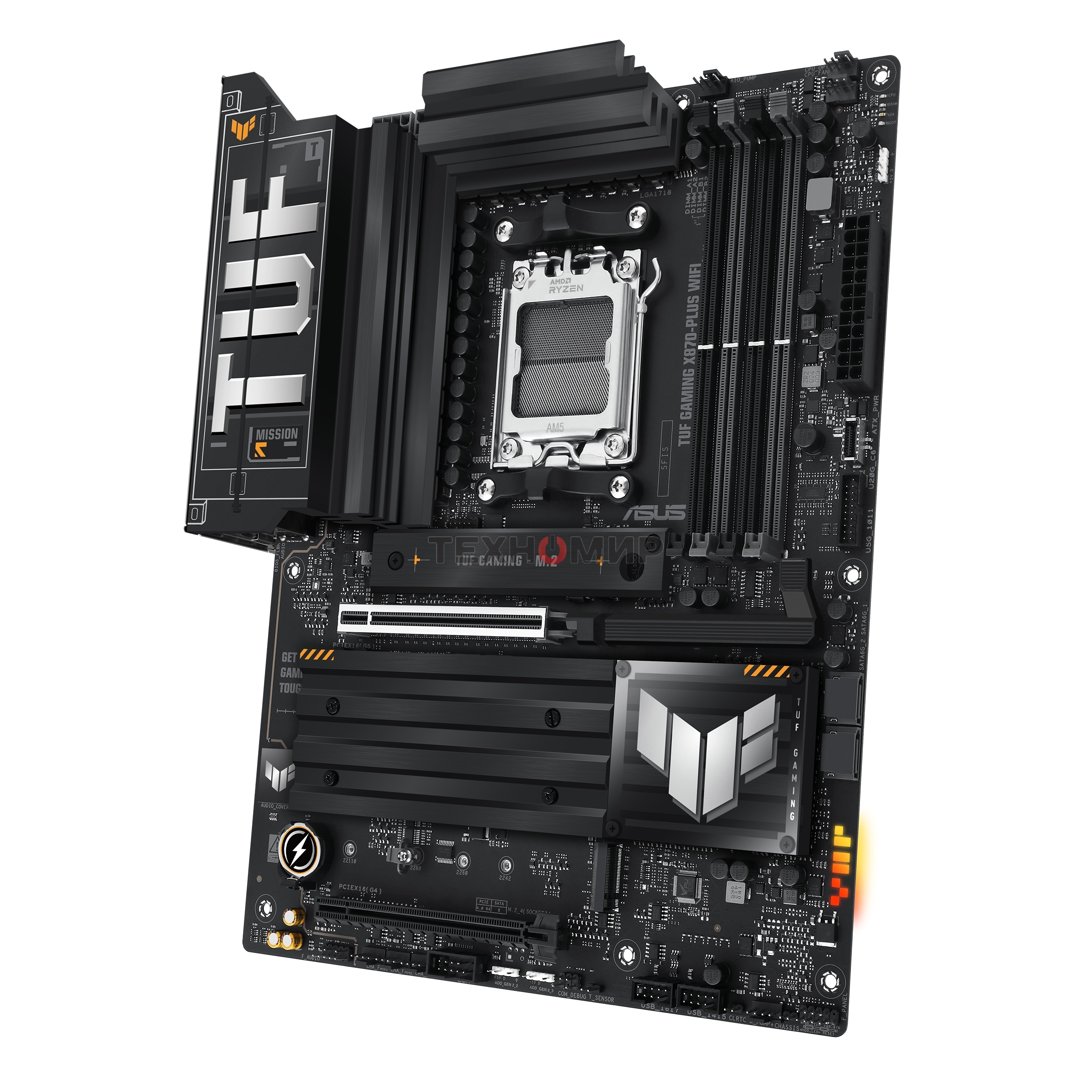 Материнская плата ASUS TUF GAMING X870-PLUS WIFI, AM5, AMD X870, 4xDDR5, 2xSATA, 4xM.2, 1xPCIe 5.0 x16, 1xPCIe 4.0 x4, 1xHDMI, 1xUSB-C 3.2 Gen 2, 1xUSB-C 3.2 Gen 2x2, 2xUSB-C 4.0, 1x 2.5Gb LAN, 1xUSB-A 2.0, 3xUSB-A 3.2 Gen 2, 4xUSB-A 3.2 Gen 1, 5x3.5 мм, 