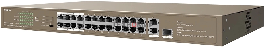Коммутатор Tenda TEF1126P-24-250W 26-Портовыйбез управления FE c 24 портами PoE