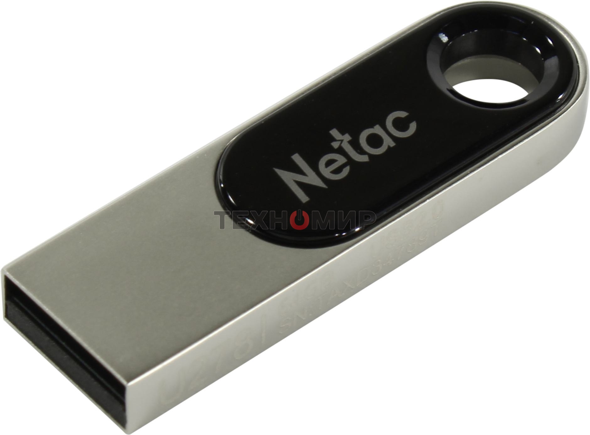 Флешка USB Netac U278 (NT03U278N-064G-20PN), 64Gb, USB 2.0, R/W 50/10, серебристый/черный
